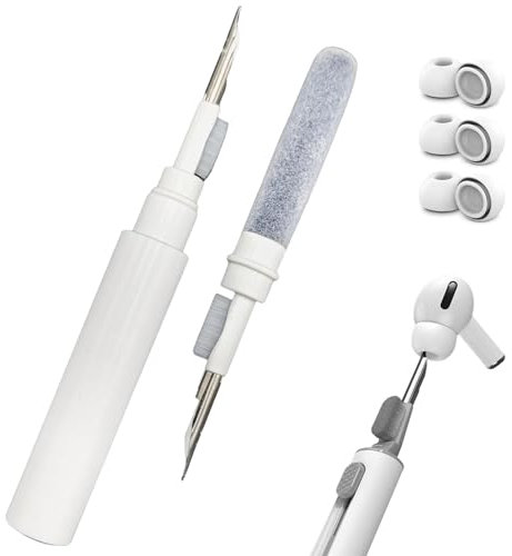 EarBud Cleaning Kit,3 in 1 Earphone Cleaning Kit,Earphone Cleaner Brush with Metal Tip,Multifunctional Headphone Cleaning Kit,White Headphones Cleaner,For Phone Speaker,Keyboard