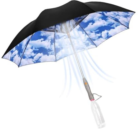 DHliIQQ Paraguas 3 en 1 con ventilador y niebla, paraguas con bloqueo UV con ventilador, sombrilla de verano con protección UV, paraguas recargable por USB, paraguas plegable de refrigeración para