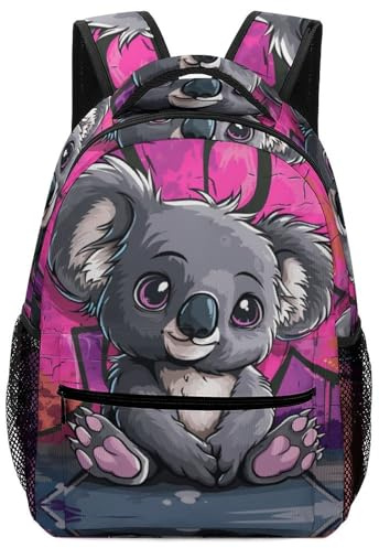 VesFy Niedlicher Koala Rucksack Tier Kinder Schultasche Verstellbare Gurte Buchtasche Rucksäcke Für Jungen Mädchen Teenager One Size