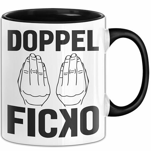 Italiener Doppel Ficko Tasse Geschenk Italien Itelienische Geste Geschenkidee Kaffee-Becher (Schwarz)