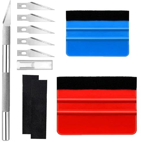 10 Stück Folierungs Werkzeug, Rakel für Folie,Rakel Set mit Filzkante, Rakel für Fensterfolien und Auto Folien