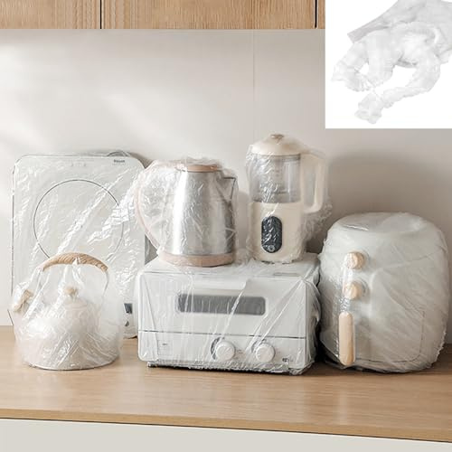 Wobestod 20 Stück Verdickte Staubschutzhüllen Transparente Küchengeräte Haushaltsgeräte Abdeckung Elastisch Staubdichte Abdeckung Wiederverwendbar Für Mikrowellen Toaster Ofen (90 * 90CM)