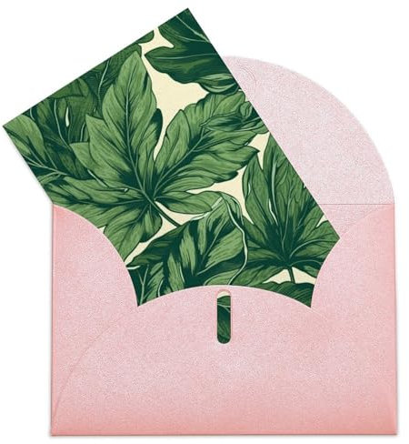 NQHJT Grußkarte, grünes Laub, botanische Geburtstagskarten mit Umschlägen, 10,2 x 15,2 cm, blanko, Postkarten, Feiern, Aktivitäten, Grußkarten für Erwachsene, Arbeit, Büro