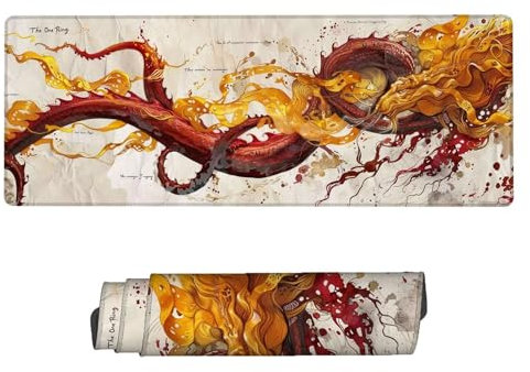 Tapis de Souris XXL Rouge, 1200 x 600 x 3 mm Tapis de Souris Dragon, Sous-Main Bureau avec Bords Surpiqués Grand Tapis Souris, Base en Caoutchouc Antidérapante, pour Gamer, PC, Ordinateur Portable V-9