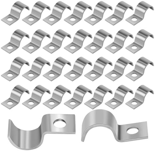 HWSWSH 30 Pz 16mm Morsetto per Tubi a Forma di U, Morsetto per Fissaggio Tubi e Cavi in Acciaio Inox, U-Fascette Stringitubo, Morsetto per Tubo Flessibile Collegamento Tubo Anello per Tubi del Gas