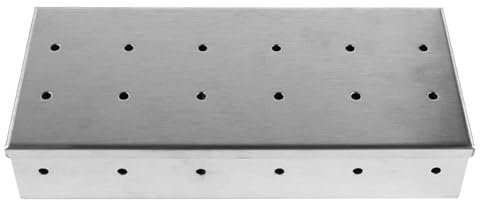 VOANZO 1 PCS BBQ Stainless Steel Smoker Box,Outdoor Cooking Charcoal Grills,Wood Chip Smoke Box, Universal BBQ Grilling Accessory, Add Smokey Flavor To Meat