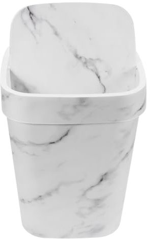 VOSAREA Poubelle De Bureau Marbre Avec Couvercle Pivotant Conteneur à Déchets Pour Chambre Cuisine Salle De Bain Et Bureau Design Élégant Et Pratique Pour Gestion Des Déchets