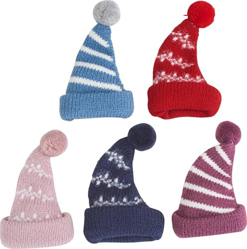 VBS Pudelmütze Spitz 5 Stück 6,5x13cm wärmend weich kuschelig winterlich modisch trendig einfarbig Strick Wintermütze Outdoor Innenfutter frostiger Look Fashion Winterstylings