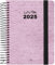 Grafoplas - Wochenkalender 2025, A6, Ecojeans Rosa, Spanisch, Spiralbindung, Hardcover, gefüttert mit Denim-Stoff, recycelte Fäden, elastischer Verschluss, von Januar bis Dezember, inklusive