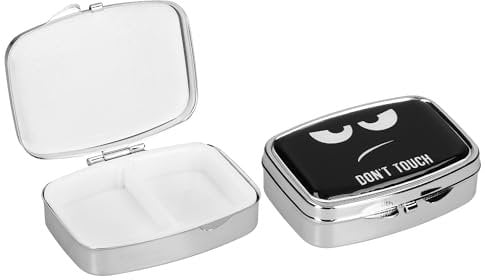 kwmobile 2x Edelstahl Tablettenbox mit 2 Fächern - 5,5 x 4 x 1,5cm - Pillendosen Set klein Tablettendose - Tragbare Pillenbox Metall Medikamentenbox Dose in Don't Touch