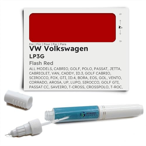 Genuine Colors Lackstift FLASH RED LP3G für VW Volkswagen Rot CABRIO GOLF POLO PASSAT JETTA CABRIOLET VAN CADDY ID.3 SCIROCCO FOX GTI ID.4 BORA EOS GOL VENTO CORRADO AROSA UP LUPO SIROCCO CC SAVEIRO T