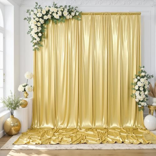gogoparti Goldener Hintergrundvorhang für Partys, glitzernde Fotohintergründe, 90 x 3 m, 6 Paneele mit 1,5 x 3 m, faltenfreien Pailletten-Vorhang für Hochzeit, Geburtstag, Weihnachtsfotografie
