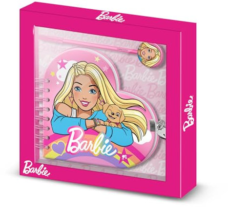 Karactermania Barbie Rainbow-Diario Corazón Llave + Boli, Rosa