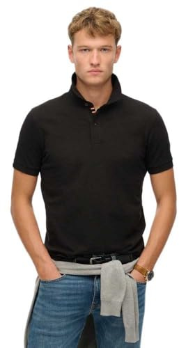 Superdry Herren City Polohemd aus Pikee Schwarz L
