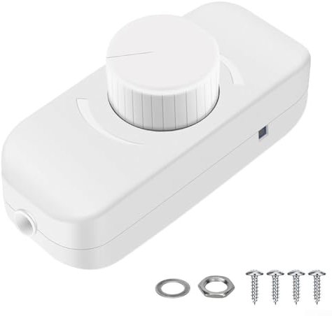 LED Dimmer Switch, DC 12V-24V Inline Dimmer Switch, Frequency Adjustable, Push On/off Rotary Dimming, For Living, Room, Bedroom(White)