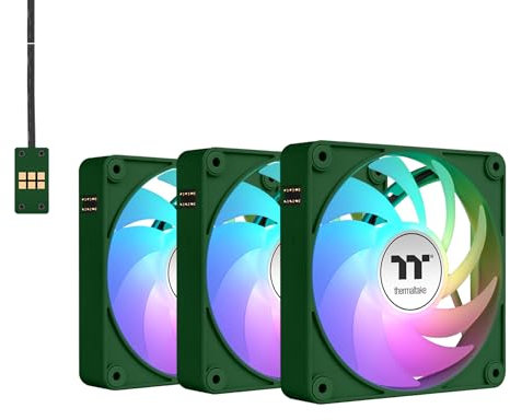 Thermaltake CT120 EX ARGB Sync PC Cooling Fan 3 Pack, PWM 500~2000 RPM, 5V Motherboard Sync, 16.8 Million Colors 9 LEDs, MagForce 2.0 Connectors, Hydraulic Bearing, Racing Green, CL-F220-PL12RG-A