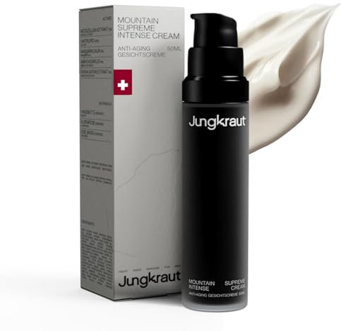 JUNGKRAUT Mountain Supreme Intense Cream 50ml, reichhaltige Anti-Aging Creme für Männer, für gestärkte, straffere Haut, reduziert Falten, fettet nicht, luxuriöse Textur, Swiss Made