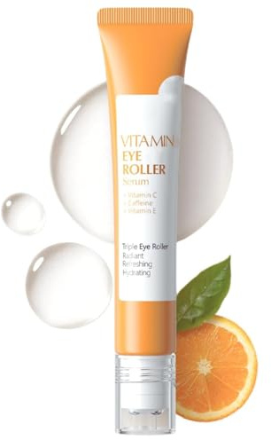 Vitamin C Eye Cream,Eye Roller Serum,Ey-e Roller For Dark Circles And Puffiness,Eyes Bags Remover,Brightens & Revitalises Undereye Skin, Reduces Fine Lines Reappear Youthful Glow,Even Skin Tone
