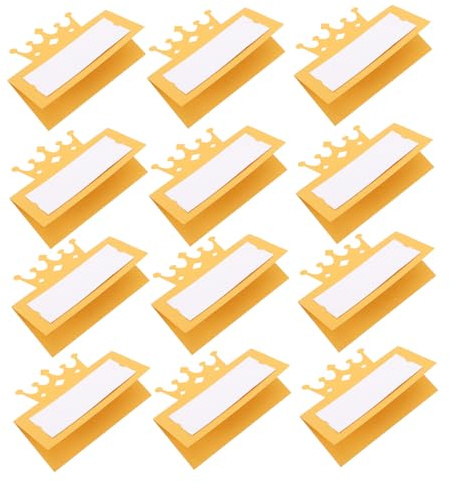 Luxshiny Lot De 50 Marque-Places De Table Couronne Cartes De Place Vierges En Papier Doré Marque-Places De Mariage Et D’Anniversaire Pour Réception Banquet Et Décoration De Table