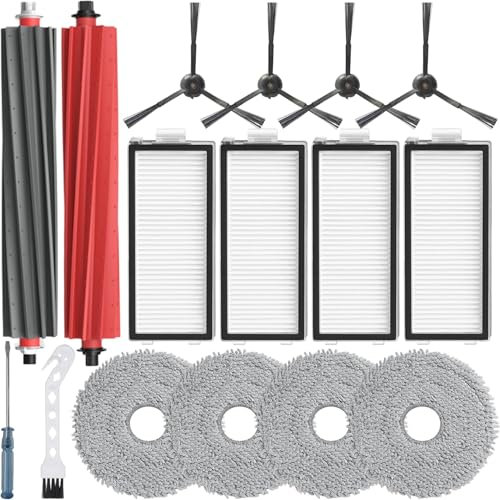 Bluearks 16 Stück Zubehörset für Qrevo Master/Qrevo Slim Roboter Saugroboter,1 Satz Hauptbürsten,4 Filter,4 Mop-Pads,6 Seitenbürsten,Zubehör für QRevo Master