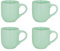 Juego de 4 tazas de gres, 300 ml, color verde pastel, tazas de café, tazas de café, diseño de vajilla de cocina, bebidas calientes, café pott