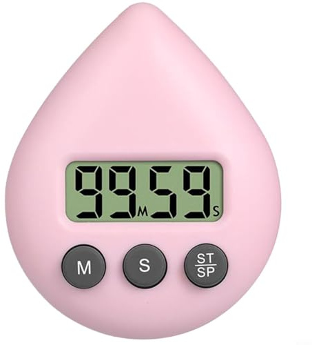 CashMuch Küchentimer mit Saugnapf, wasserdicht, Countdown-Timer mit Alarm, energiesparend, Dusch-Timer für Zuhause, Badezimmer, Kochen (hellrosa)