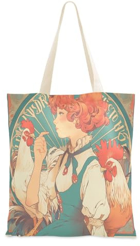 aidingzhi Chick Mucha Canvas-Tragetasche mit großem Fassungsvermögen, für Fitnessstudio, Arbeit, Einkaufen, 40,6 x 38,1 cm, Schulzubehör