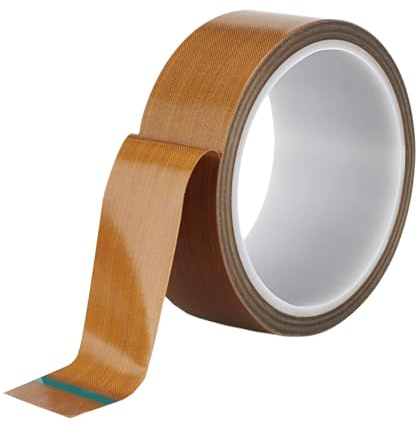 Misuyue 35mm x 10M Teflonband Selbstklebend, 0,18mm Dicke PTFE Teflon Tape, Hitzebeständiges Klebeband für Vakuumiermaschine Impulsversiegeler, Hitzebeständiges bis 300℃ (Braun)