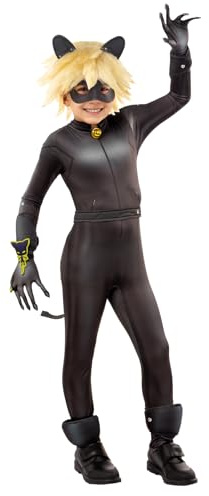 Funidelia Cat Noir Kostüm mit Zubehör - Ladybug für Jungen, Offizielle Lizenz, Größe 5-6 Jahre Zeichentrickfilm, Ladybug - Verkleidung für Kinder für Partys, Karneval und Halloween