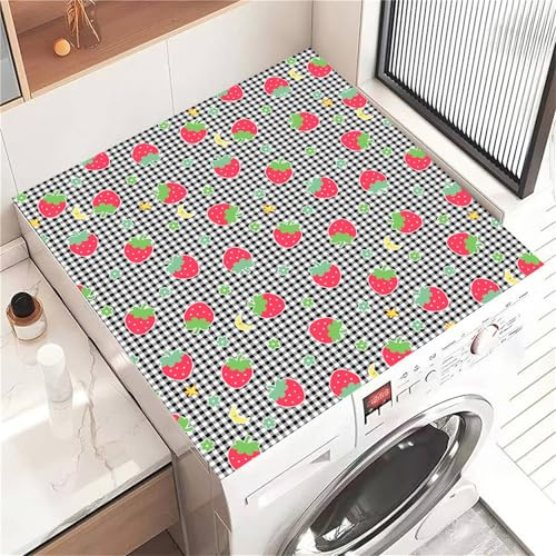 Odot Cubierta para Lavadora, Protector Superior Secadora, Alfombra para Lavadora, Antideslizante Secado Rápido Universal Cortable, para Microondas Refrigerador (Cuadros negros,30x40cm)