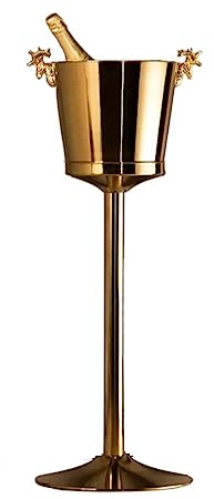 Accueil Grand refroidisseur de vin sur pied en acier inoxydable et cave à avec seau glace Bar(Gold)