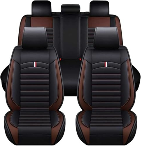 HHCVLUZI Auto Leder Sitzbezüge Für Mitsubishi L200 2006-2024, 5 Sitzer Vorne Hinten Autositz Schonbezug Sets Luxus Kissen Set Bezüge Atmungsaktiv Sitzbezüge,Brown
