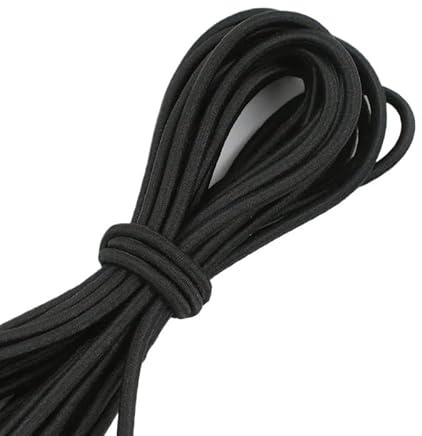 5/10/20/30/40/50M 4mm Elastische Schnüre Bänder Haarband Gummi Seil Meterware Gürtel Hosen Stretch Schnur DIY Nähen Liefert für Badehose, Hosenbund(Black,10METERS(2ROLLS)_4MM)