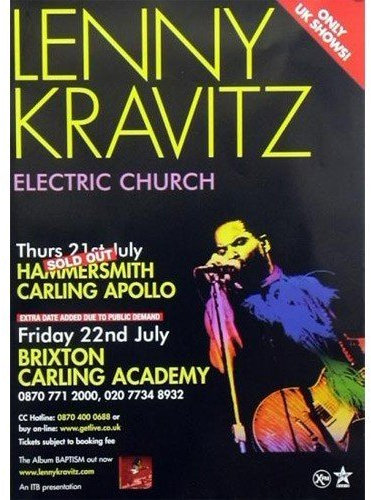 Lenny Kravitz Promo Poster Electric Church