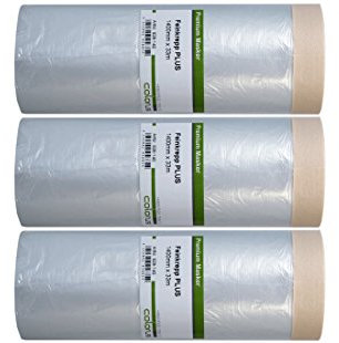 3 x Colorus Masker Tape PLUS Feinkrepp | Selbstklebende Malerfolie 140 cm x 33 m | Abdeckfolie für glatte und leicht raue Oberflächen im Innenbereich | Malerkrepp-Abdeckfolien-Klebeband