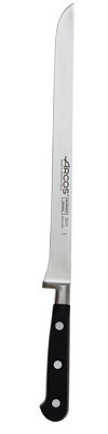 Arcos Serie Lyon - Schneidmesser | Schinkenmesser | Messer Klinge aus NITRUM geschmiedetem Edelstahl 240 mm - HandGriff Polyoxymethylen (POM) - Farbe Schwarz