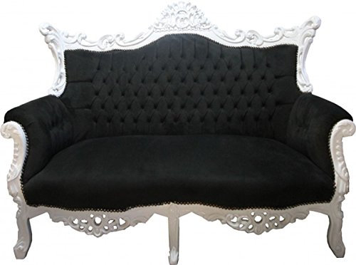 Casa Padrino Barock 2-er Sofa Master Schwarz/Weiss - Antik Stil Möbel