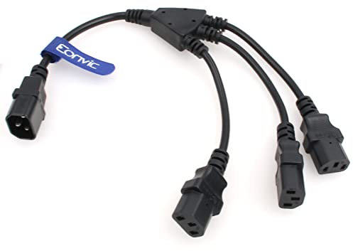 Eonvic IEC 320 C14 Stecker auf 3x C13 Buchse Y Splitter Stromkabel 0,3m Schwarz