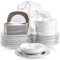 VEWEET NIKITA 48pcs Service de Table Pocelaine 12pcs Assiettes Plates 25,1cm, 12pcs Assiette Creuse 21,6cm, 12pcs Assiette à Dessert 19cm, 12pcs Bols à Céréales 17cm Vaisselles pour 12 Personnes