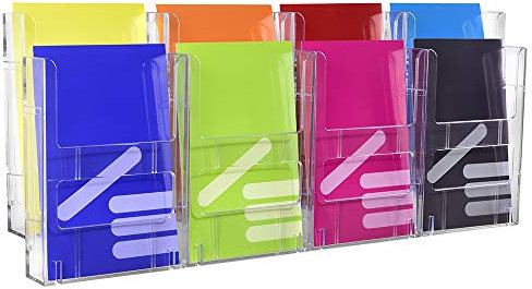 8-Fach DIN A5 Wandprospekthalter/Dokumentenhalter/Prospektspender/Wandhalter/Mehrfach