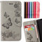 LEMORRY Per Wiko Harry Custodia Pelle Cuoio Flip Portafoglio Borsa Sottile Bumper Protettivo Magnetico Chiusura Morbido Silicone TPU Case Cover Custodia per Wiko Harry, Fortunato Farfalla (Grigio)