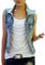 Runyue Damen Ärmellose Zerrissene Gewaschen Jeans Weste Fit Beiläufige Cowboy Denim Jacke Weste Jeansweste Blau M