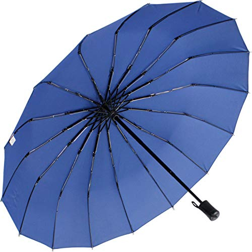 iX-brella Taschenschirm 16-teilig mit Handöffner - blau