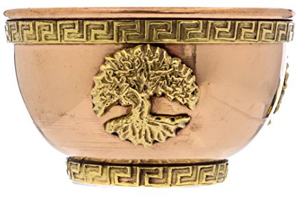 Alternative Imagination Tree of Life Copper Bowl - Ritual Offering Bowl, Incense Holder, Smudge Kit, Home Decor - Holds Incense, Offerings, Water - 3 W x 1.75 H