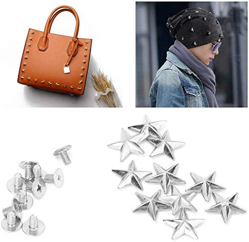10 Stücke 14mm Nieten aus Leder Stern Bolzen Metall Klaue Perlen Nailhead für Punk Rock Lederhandwerk Kleidung Gürteltasche Schuhe Schmuck Dekorationen(14mm Silber)