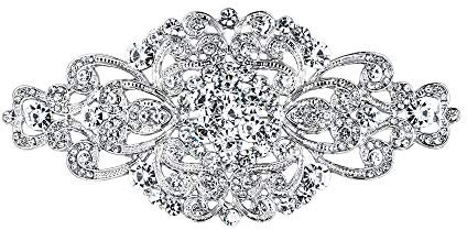 EVER FAITH Brosche Damen Kristall Vintage Blumen Hochzeit Pin für Kleidung Klar Silber-Ton