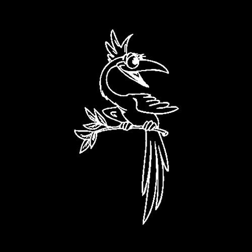 SUIFENG Aufkleber 8.6 cm x 16.2 cm Vogel Cartoon fröhlich lustig Papagei Kakadu Vinyl Auto Aufkleber schwarz Silber Aufkleber