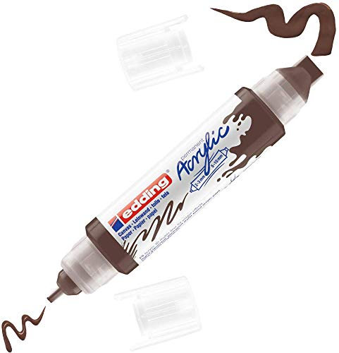 edding 5400 Acryl 3D Double Liner - braun - 1 Acrylfarbe Tube - Doppel-Spitze 2-3,5-10 mm - Acryl Farben zum Malen auf Leinwand, Malpapier und Holz - Acrylstifte wasserfest in Künstlerqualität