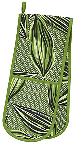 Ulster Weavers - Green Leaf Double Oven Gloves (88 x 18cm) - 100% Cotton - Botanical Leaves Oven Gloves Heat Resistant - Washable - Tropical Leaf Oven Gloves in Green - Leaf Kitchen Accessories
