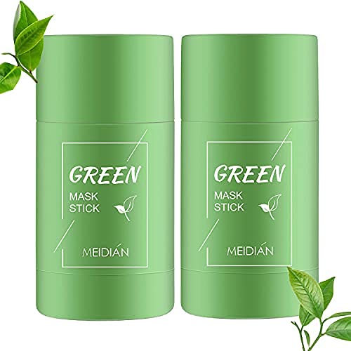 2Pcs Green Mask Stick, Green Tea Cleansing Mask Stick Deep Cleansing Oil Control Blackhead Remover, Green Stick for Face to Repair and Shrink Pores, Suitable for Women and Men of All Skin Types